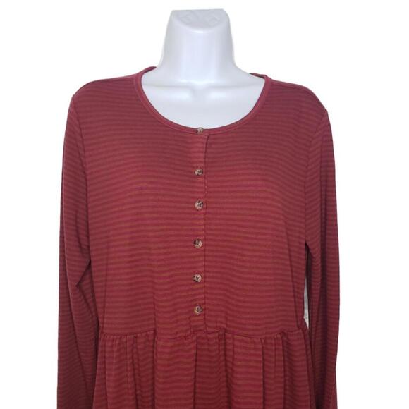 NWT Toad & Co. Women's Sz Piru Henley Hemp Blend Dress Prickly Pear Stripe(1750) - Picture 3 of 7